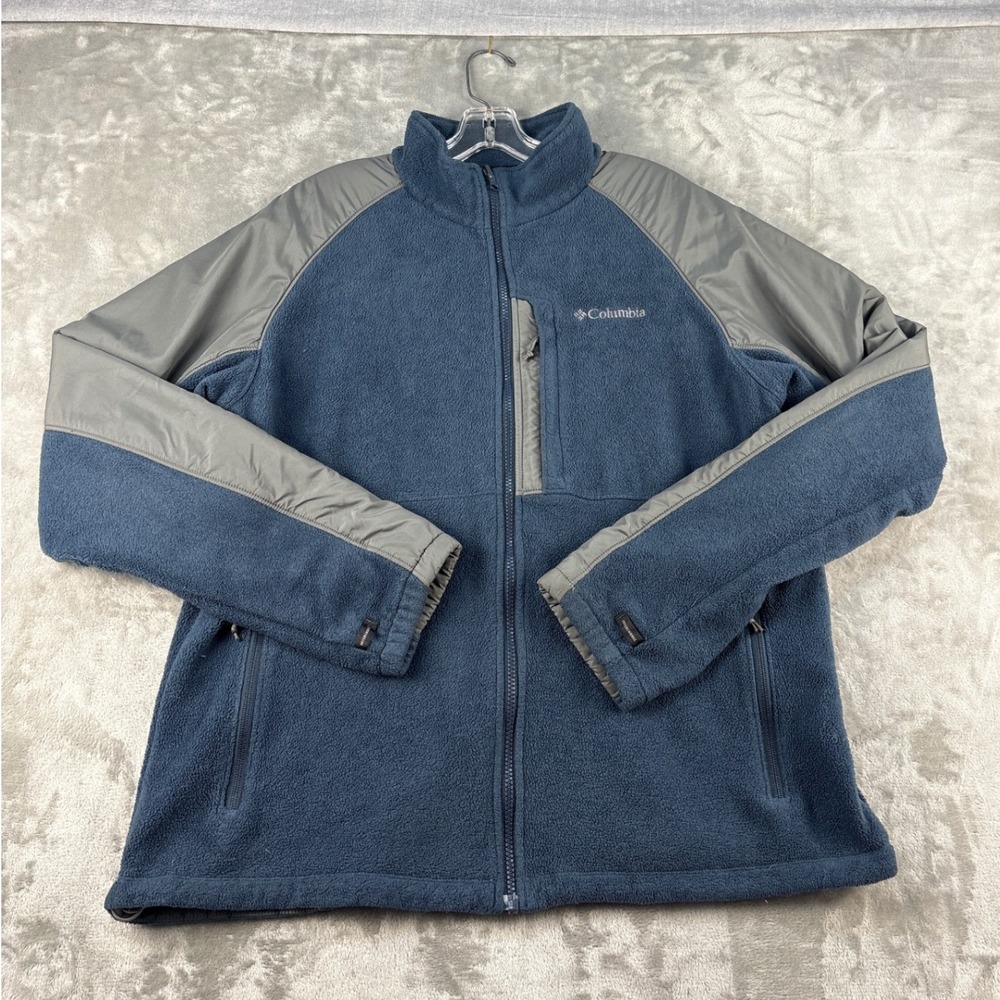 Columbia Fleece Jacket Mens XL Interchange Blue Gray Overlay EUC